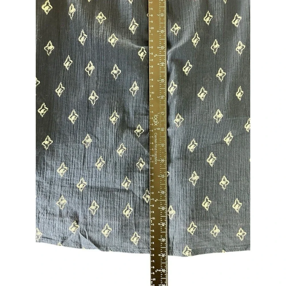 Lucky Brand Tank Top M Sleeveless Navy Embroidered Boho Festival Peasant Shirt - Picture 7 of 7